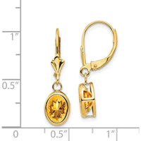14K Yellow Gold Leverback Drop Earrings with Oval Faceted Citrine - 1.10 Carat Total Gem Weight by Monteluci Fine Jewelry