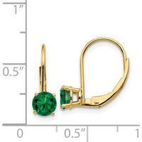 14K Yellow Gold Leverback Earrings with 5mm Round Faceted Green Helenite - 1 Carat Total Weight by Monteluci Fine Jewelry