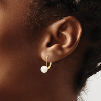 14K Yellow Gold Leverback Earrings with 7-8mm Round White Akoya Cultured Pearls by Monteluci Fine Jewelry
