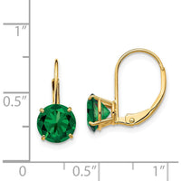 14K Yellow Gold Leverback Earrings with Round Green Helenite - 1.25 Carat Total Weight by Monteluci Fine Jewelry