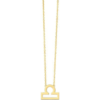 14K Yellow Gold Libra Zodiac Pendant Necklace with Adjustable 18" Chain by Orozza Fine Jewelry