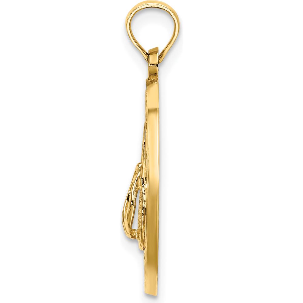 14K Yellow Gold "LIFE’S A BEACH" Flip-Flop Charm Pendant - 24.7mm Length by Oro Pregiato