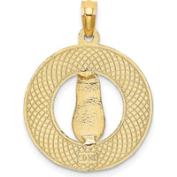 14K Yellow Gold "LIFE’S A BEACH" Flip-Flop Charm Pendant - 24.7mm Length by Oro Pregiato