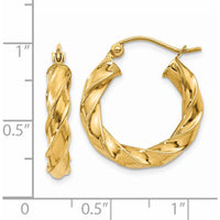 14K Yellow Gold Light Twisted Hoop Earrings - 21mm Length, 20mm Width by 0