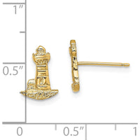 14K Yellow Gold Lighthouse Button Post Earrings - Polished Finish by 0