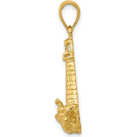 14K Yellow Gold Lighthouse Pendant - Textured Nautical Charm by Oro Pregiato