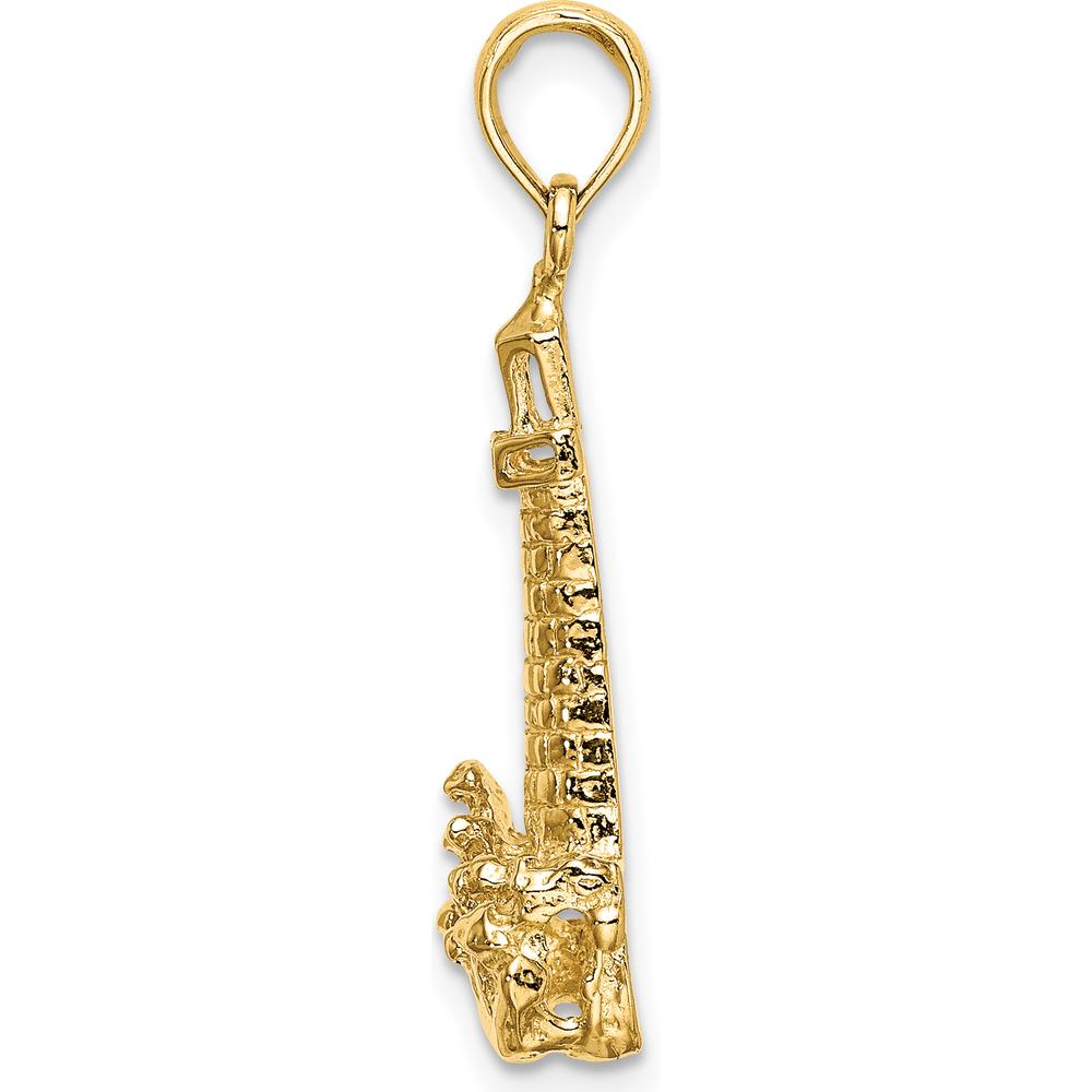 14K Yellow Gold Lighthouse with Wave Charm - Polished Finish, Nautical Design by Oro Pregiato