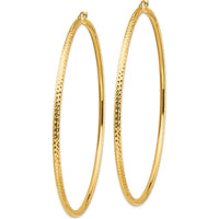 14K Yellow Gold Lightweight 3mm Diamond-Cut Large Hoop Earrings - Polished Finish by 0