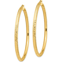 14K Yellow Gold Lightweight Diamond-Cut Round Tube Hoop Earrings - 72.5mm Length by 0