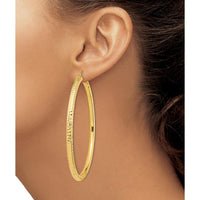 14K Yellow Gold Lightweight Diamond-Cut Round Tube Hoop Earrings - 72.5mm Length by 0