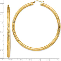 14K Yellow Gold Lightweight Diamond-Cut Round Tube Hoop Earrings - 72.5mm Length by 0