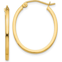 14K Yellow Gold Lightweight Fancy Oval Hoop Earrings - Polished Finish 17mm Length by 0