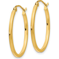 14K Yellow Gold Lightweight Fancy Oval Hoop Earrings - Polished Finish 17mm Length by 0
