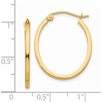 14K Yellow Gold Lightweight Fancy Oval Hoop Earrings - Polished Finish 17mm Length by 0