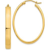 14K Yellow Gold Lightweight Oval Hoop Earrings - Polished Finish by 0