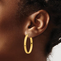 14K Yellow Gold Lightweight Oval Hoop Earrings - Polished Finish by 0