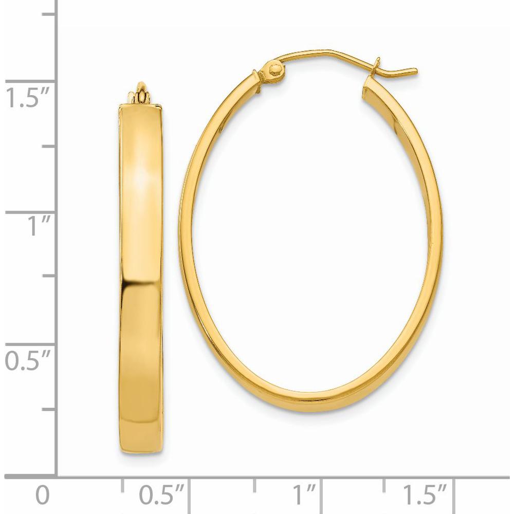 14K Yellow Gold Lightweight Oval Hoop Earrings - Polished Finish by 0