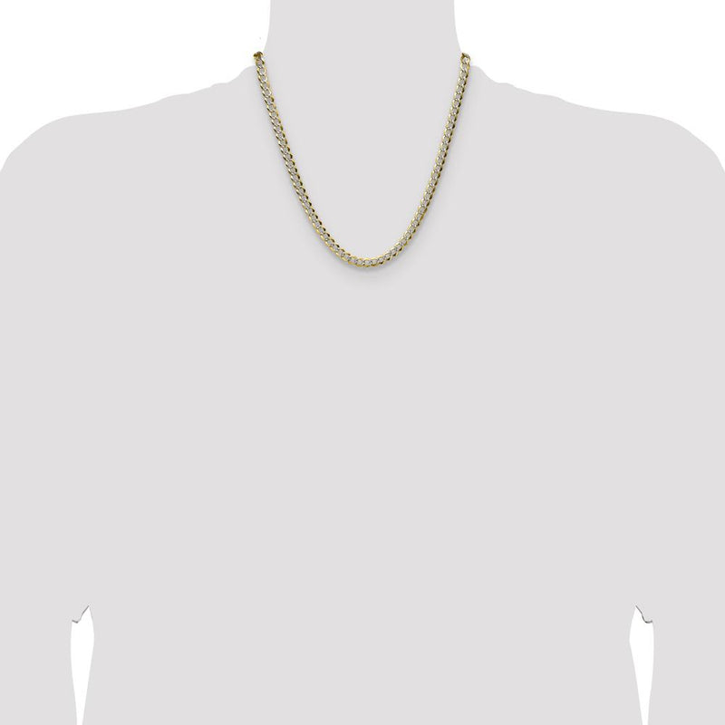 14K Yellow Gold Lightweight Pavé Flat Cuban Chain Necklace - 20 Inches by Oro Pregiato
