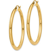 14K Yellow Gold Lightweight Polished 40mm Tube Hoop Earrings by 0