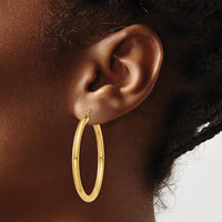 14K Yellow Gold Lightweight Polished 40mm Tube Hoop Earrings by 0
