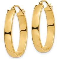 14K Yellow Gold Lightweight Polished Oval Hoop Earrings - Elegant Everyday Jewelry by 0