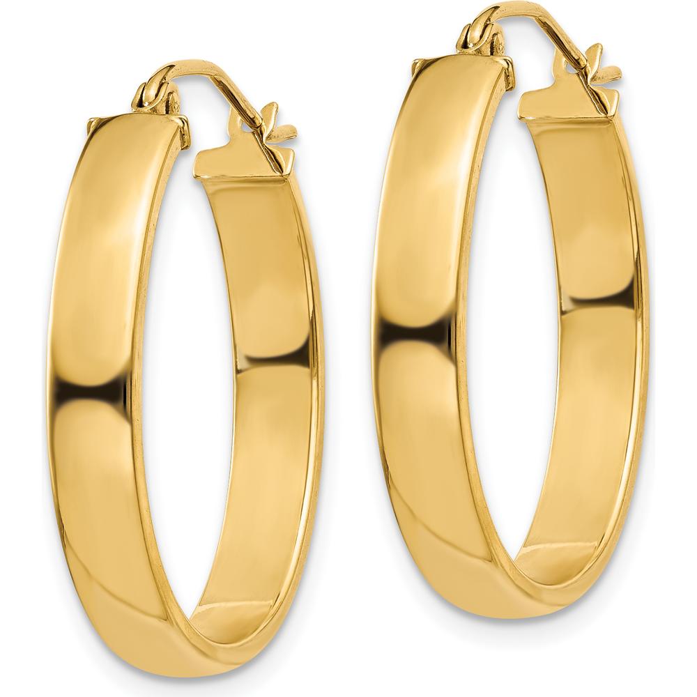 14K Yellow Gold Lightweight Polished Oval Hoop Earrings - Elegant Everyday Jewelry by 0