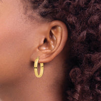 14K Yellow Gold Lightweight Polished Oval Hoop Earrings - Elegant Everyday Jewelry by 0