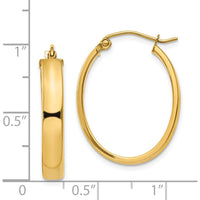 14K Yellow Gold Lightweight Polished Oval Hoop Earrings - Elegant Everyday Jewelry by 0