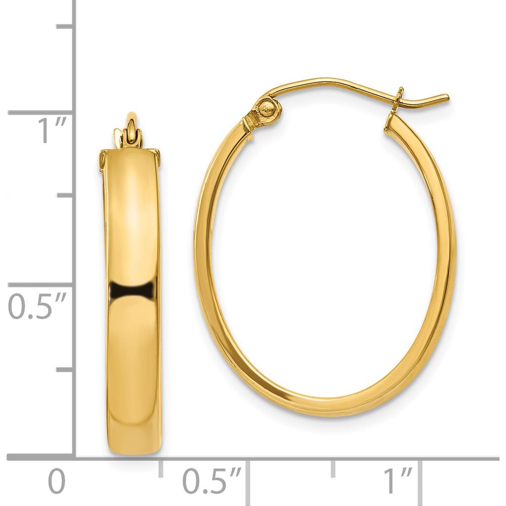 14K Yellow Gold Lightweight Polished Oval Hoop Earrings - Elegant Everyday Jewelry by 0