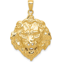 14K Yellow Gold Lion Head Pendant Charm - Solid Casted Design by Oro Pregiato