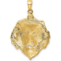 14K Yellow Gold Lion Head Pendant Charm - Solid Casted Design by Oro Pregiato