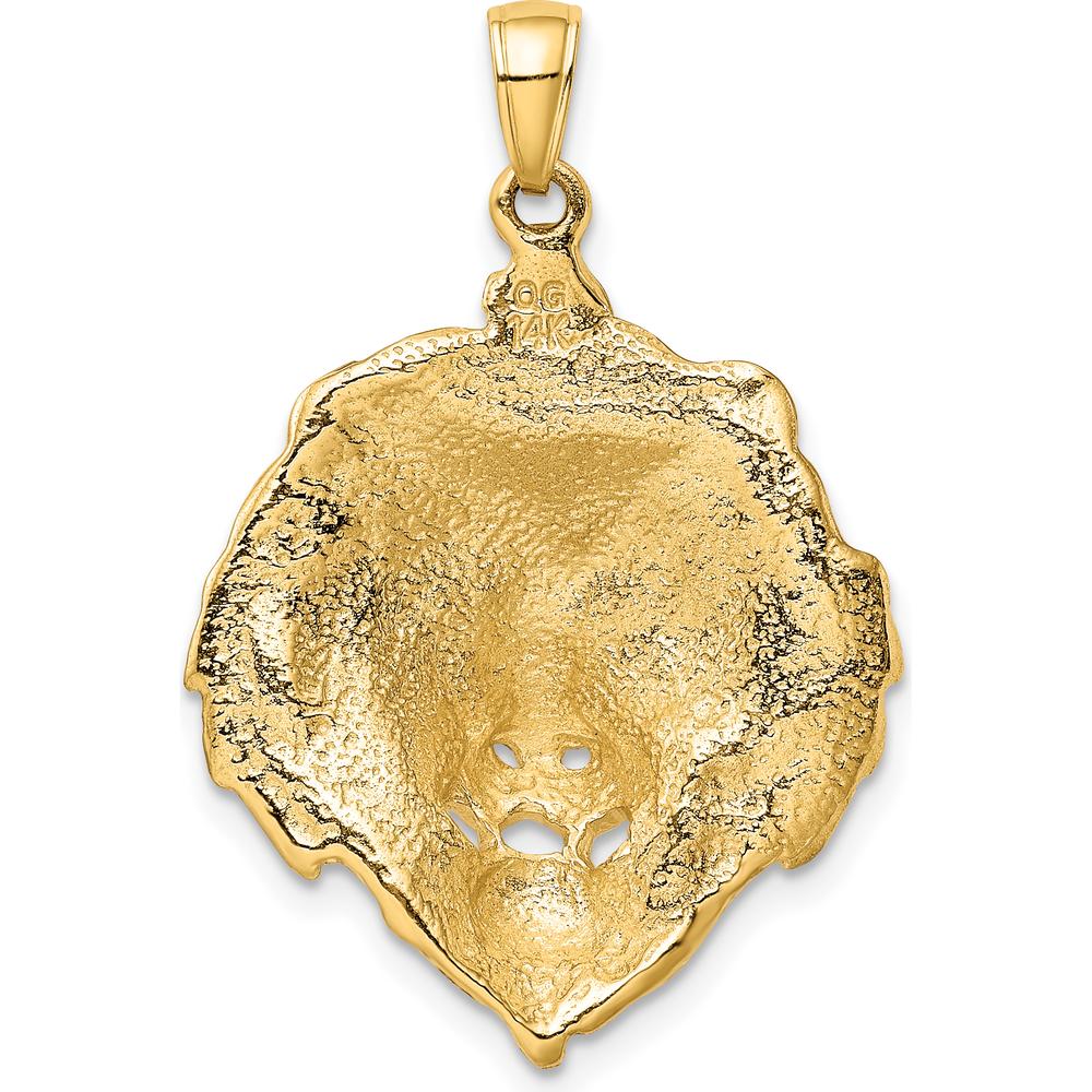 14K Yellow Gold Lion Head Pendant Charm - Solid Casted Design by Oro Pregiato