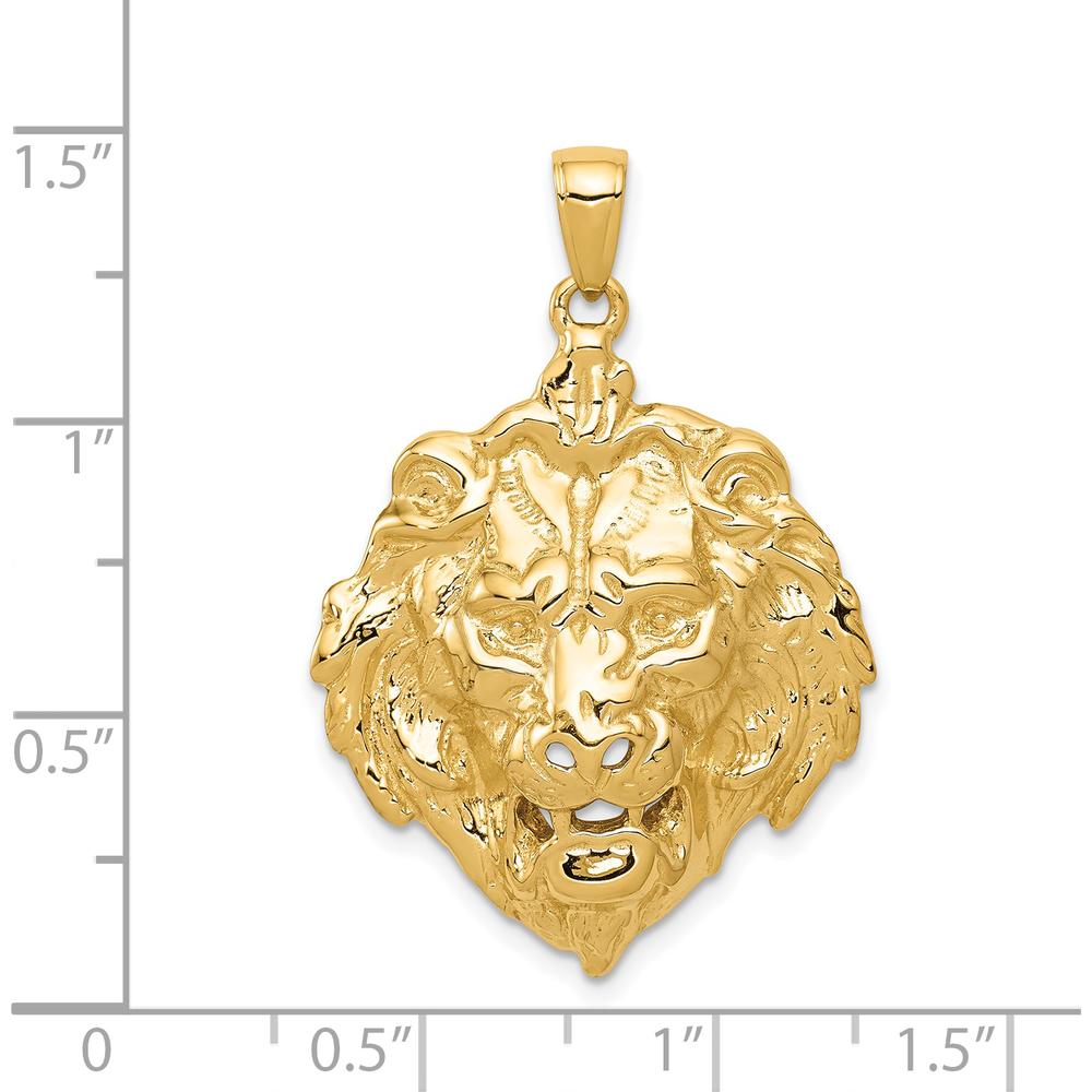 14K Yellow Gold Lion Head Pendant Charm - Solid Casted Design by Oro Pregiato