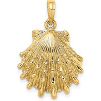 14K Yellow Gold Lion’s Paw Seashell Pendant with Textured and Polished Finish by Oro Pregiato