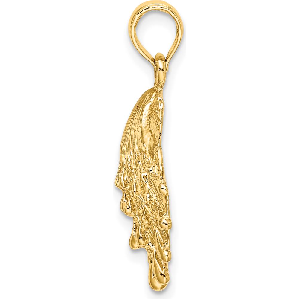 14K Yellow Gold Lion’s Paw Seashell Pendant with Textured and Polished Finish by Oro Pregiato
