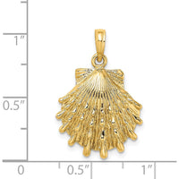 14K Yellow Gold Lion’s Paw Seashell Pendant with Textured and Polished Finish by Oro Pregiato