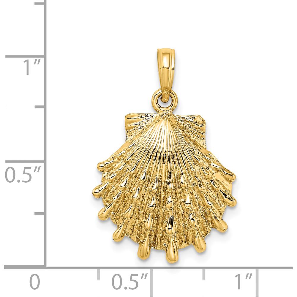 14K Yellow Gold Lion’s Paw Seashell Pendant with Textured and Polished Finish by Oro Pregiato