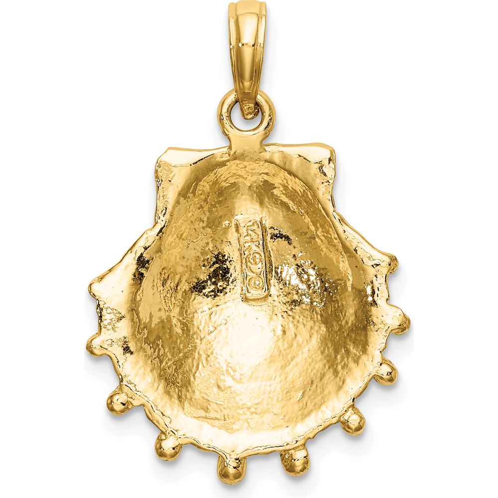 14K Yellow Gold Lion’s Paw Seashell Pendant with Textured and Polished Finish by Oro Pregiato