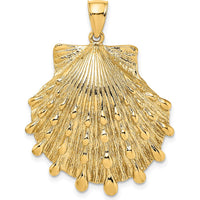 14K Yellow Gold Lion’s Paw Seashell Pendant with Textured Detailing - 35mm by Oro Pregiato
