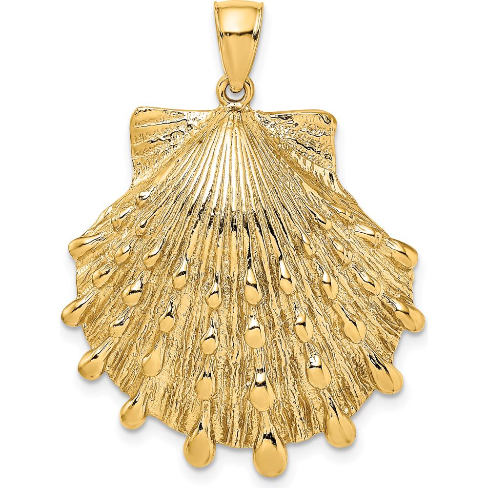14K Yellow Gold Lion’s Paw Seashell Pendant with Textured Detailing - 35mm by Oro Pregiato