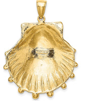 14K Yellow Gold Lion’s Paw Seashell Pendant with Textured Detailing - 35mm by Oro Pregiato