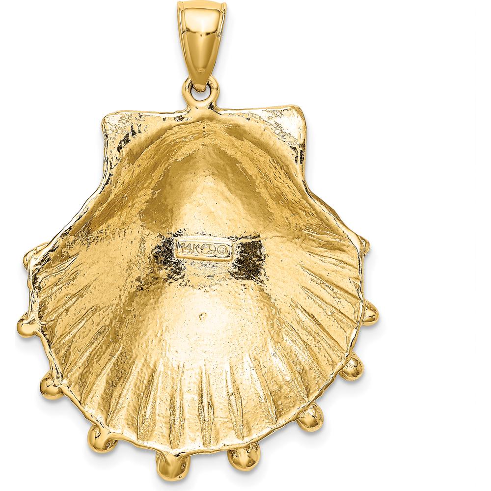 14K Yellow Gold Lion’s Paw Seashell Pendant with Textured Detailing - 35mm by Oro Pregiato