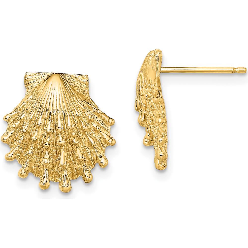 14K Yellow Gold Lion's Paw Shell Button Earrings - Timeless Design by 0