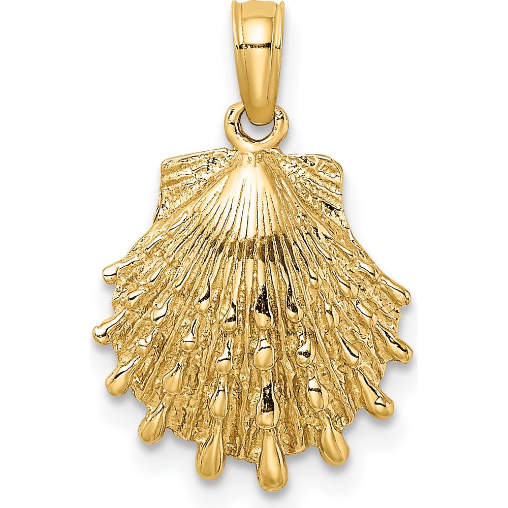 14K Yellow Gold Lion's Paw Shell Charm Pendant - Textured Ocean-Inspired Design by Oro Pregiato