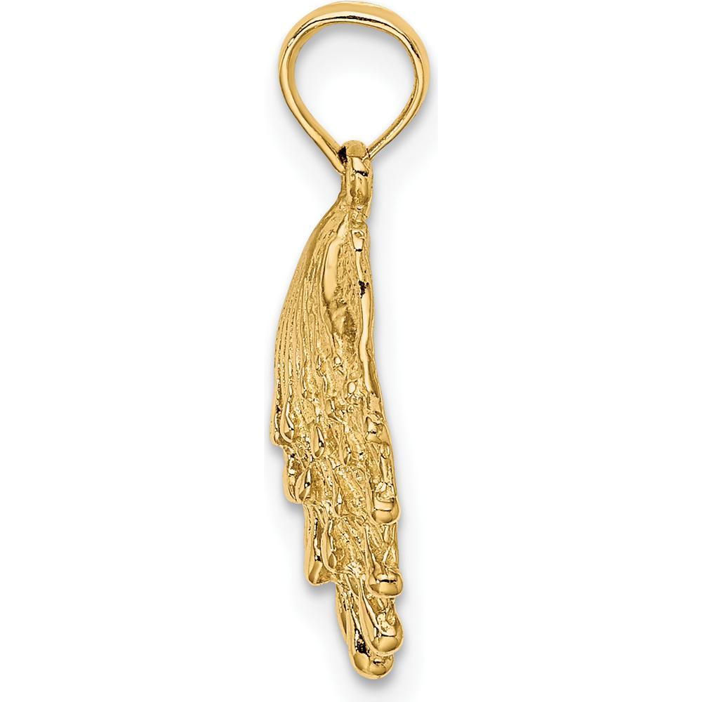 14K Yellow Gold Lion's Paw Shell Charm Pendant - Textured Ocean-Inspired Design by Oro Pregiato