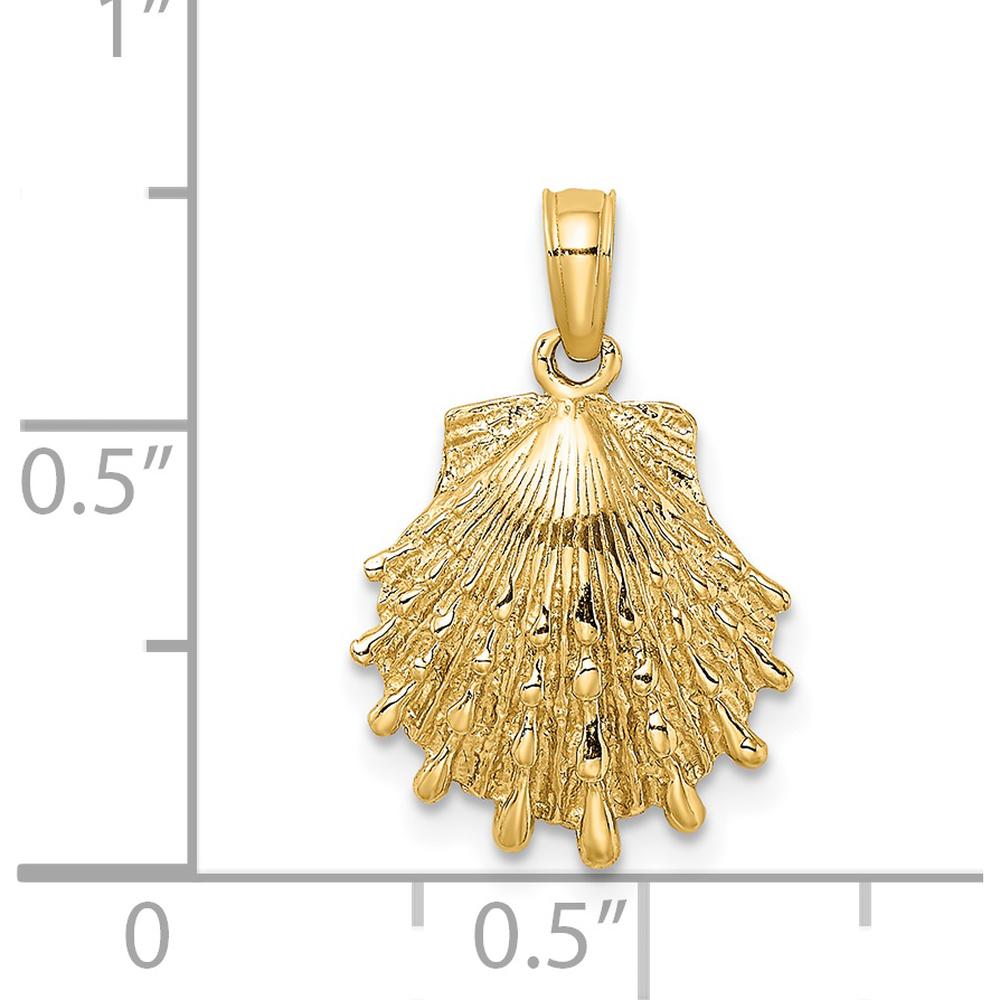 14K Yellow Gold Lion's Paw Shell Charm Pendant - Textured Ocean-Inspired Design by Oro Pregiato