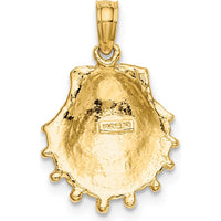 14K Yellow Gold Lion's Paw Shell Charm Pendant - Textured Ocean-Inspired Design by Oro Pregiato