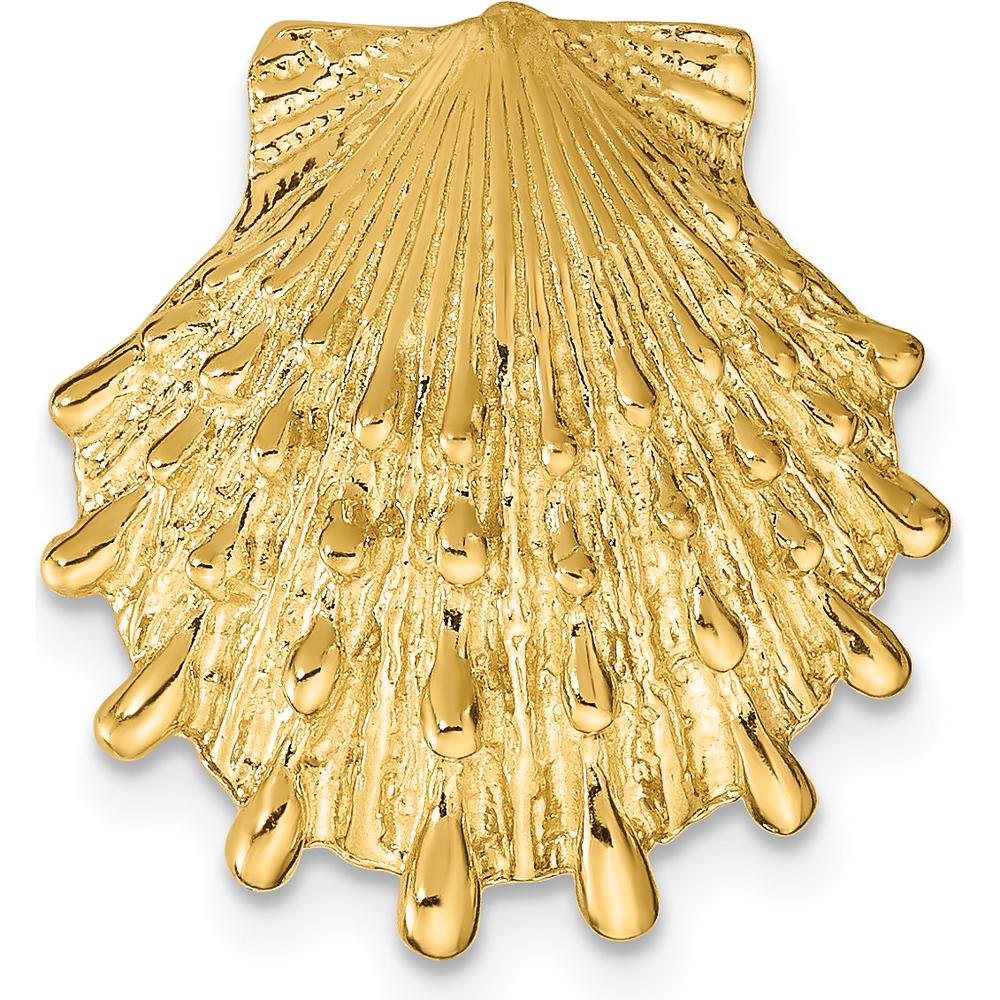 14K Yellow Gold Lion's Paw Shell Omega Slide Pendant - Textured Polished Motif by 0