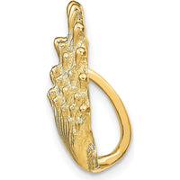 14K Yellow Gold Lion's Paw Shell Omega Slide Pendant - Textured Polished Motif by 0