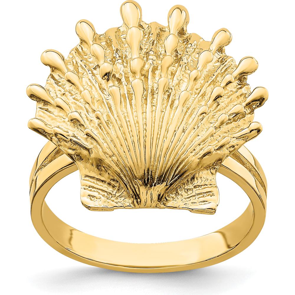 14K Yellow Gold Lion's Paw Shell Ring - Open Back Design by 0